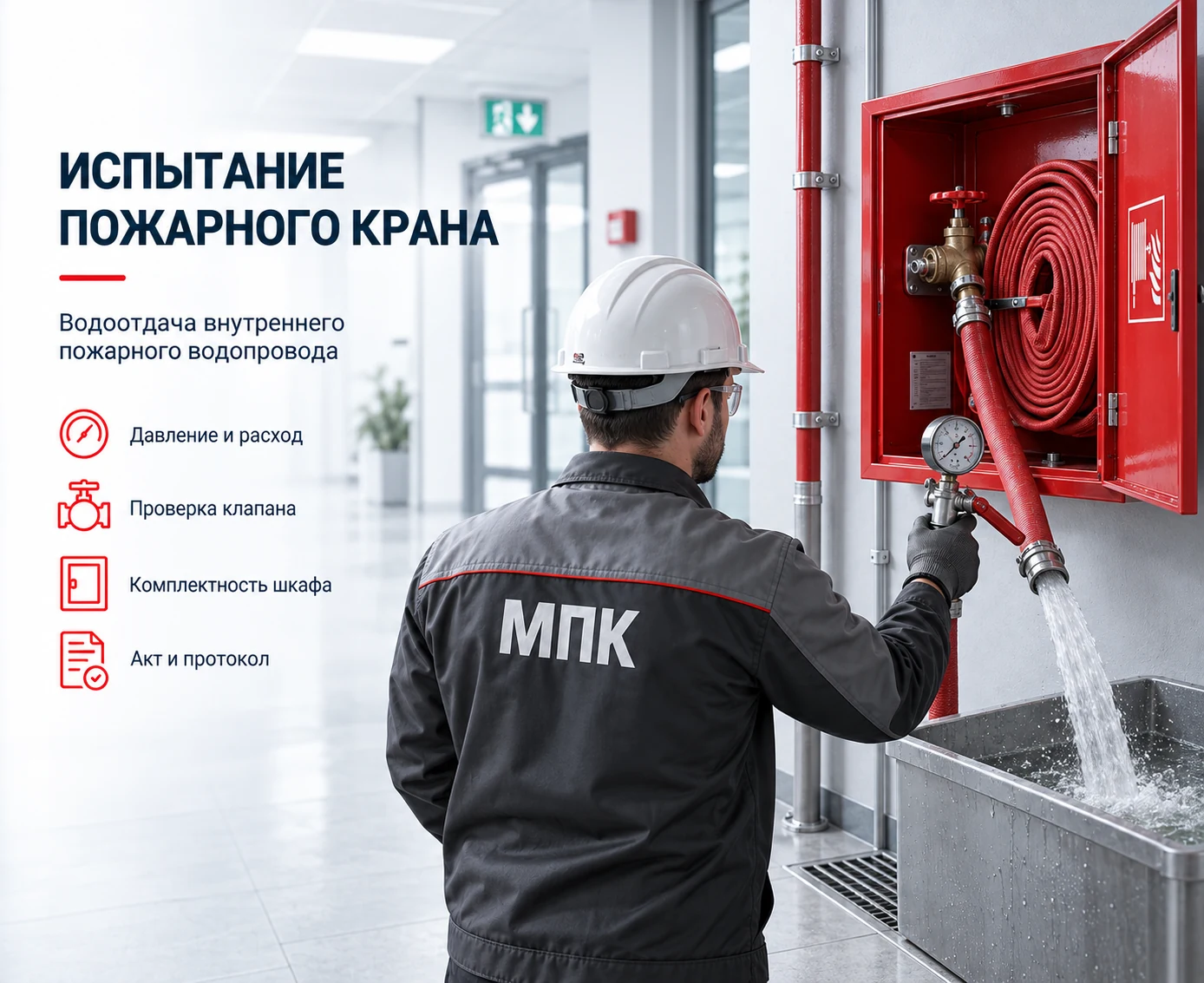 Испытание пожарного крана на водоотдачу